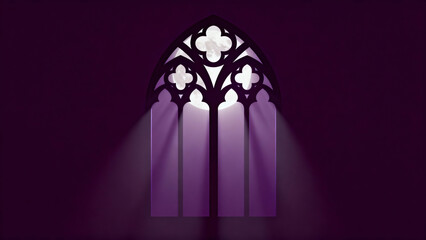An elegant gothic window, illuminated by ethereal light, casts a spell of serenity in a monochromatic palette, the geometric patterns create a sense of mystery. 