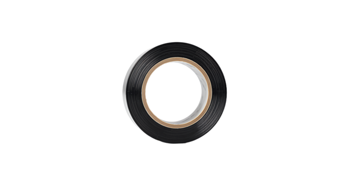 Black Electrical Tape Roll on White Background
