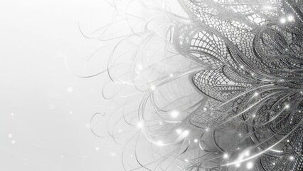 Obraz premium Monochrome lace-like abstract mesh design glowing on light background