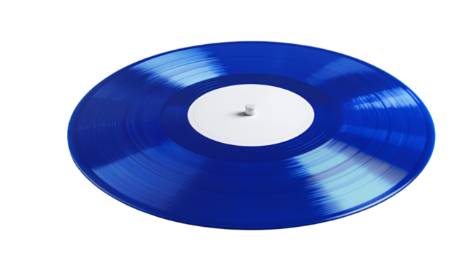 Blue Vinyl Record on White Background