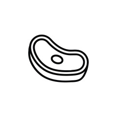 A black line drawing of a steak featuring an oval center and thick borders. line icon editable stroke.