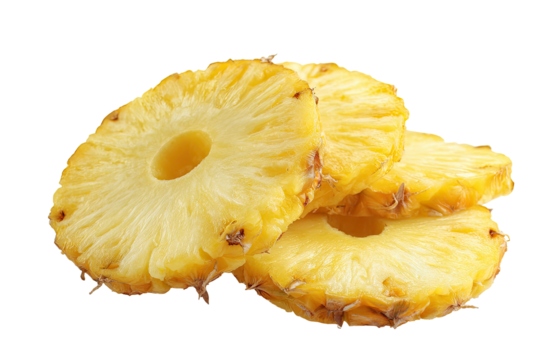 Three pineapple slices stacked