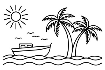 Obraz premium vector illustration of a tropical island