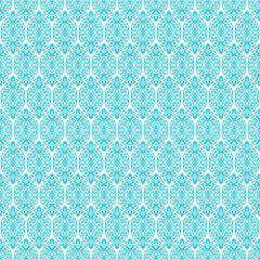 Thai art blue vector seamless pattern with blue flowers