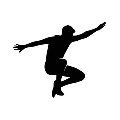 Silhouette icon vector design of a long jumper in mid-air