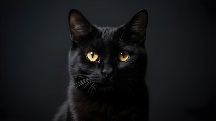 Striking black and white cat portrait of a young domestic feline with bright eyes, Cute cat wallpaper