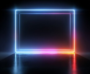 Futuristic neon frame digital studio graphic design dark environment creative perspective