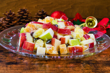 メキシコ　クリスマスのリンゴのサラダ　Mexico:Mexican apple salad　(Ensalada de manzana navideña, Ensalada navideña mexicana, Ensalada de manzana para Navidad,Ensalada navideña, Mexican Christmas Apple Salad) 