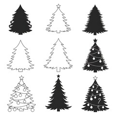Obraz premium Collection of Christmas Trees in Various Styles and Designs.