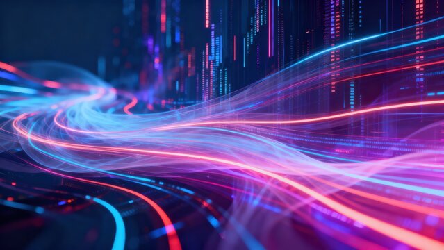 Big data digital line wave business concept Abstract digital wave with vibrant colors and flowing lines. - Powered by Adobe