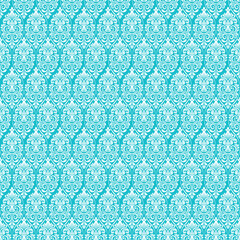 Traditional Thai art seamless pattern with blue and white flowers