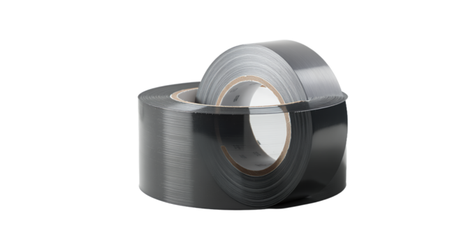 Duct Tape Roll Isolated on White, Strong Adhesive, Gray Roll, Repair and Fixing Concept
