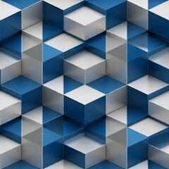 Obraz premium Abstract geometric pattern of blue and white cubes in a repeating arrangement
