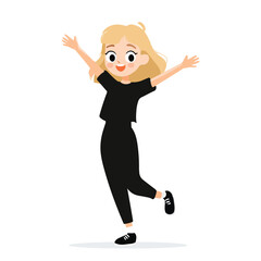 Cartoon Dancing Character Illustration with Joyful Pose and White Background