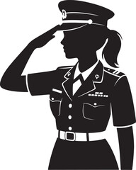 Obraz premium Strong female soldier proudly saluting heroically