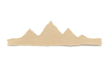 Torn paper strip creating abstract mountain range silhouette, rugged peaks outline on transparent background