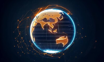 technology digital modern rotation line global illuminated dark earth slow connections representing connection orange globe motion futuristic interconnected bright lines glowing background - Powered by Adobe