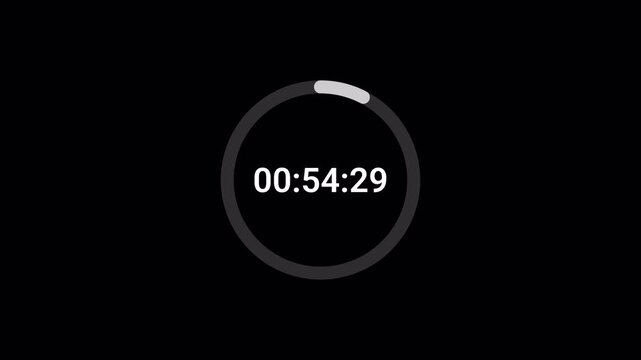One minute circle countdown timer animation, 60 seconds countdown from 60 to 0 seconds on transparent background, Countdown video in 4k.

