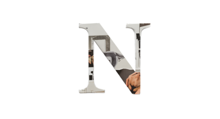 Letter N Collage on White Background