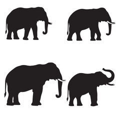 Fototapeta premium Elephant Silhouette Icon, Minimal Elephant Vector, Black Elephant Shape, Simple Elephant Design, Flat Elephant Illustration