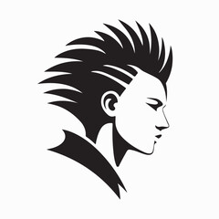 Male Head with Spiky Hairstyle Modern Logo Vector isolated on white background