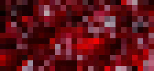 An abstract pixel art background displays an arrangement of red and maroon squares, creating a textured and mosaic-like pattern with varying tonal shifts in the overall composition
