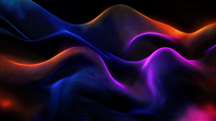 Abstract grainy gradient background with glowing blue, purple, orange, and pink waves on a dark backdrop, perfect for banners, posters, headers, and digital design projects.
