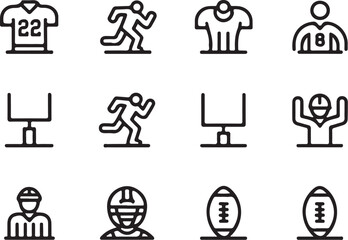 American football icon set perfect for web design
