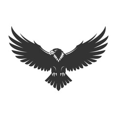 Black eagle vector illustration with wings spread wide, flying silhouette symbol of freedom and power. Perfect for tattoo, logo, or emblem design.