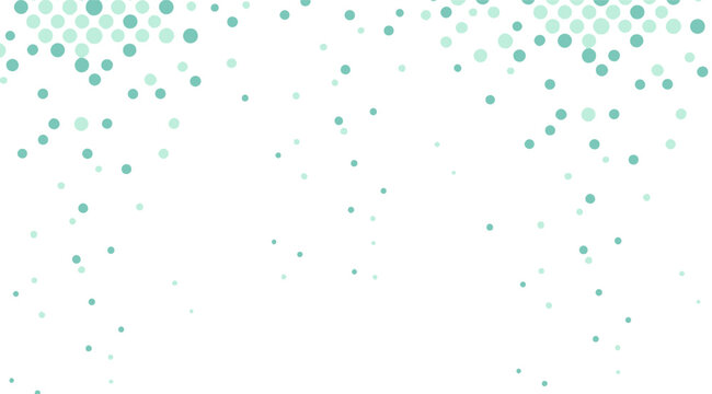 Elegant polka dot pattern features varying sizes of seafoam green circles cascading against a clean white background, creating a light and airy contemporary design element