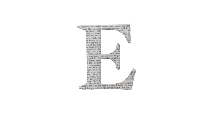 Paper cutout of the letter E with text revealed
