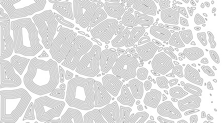 Abstract topographic pattern featuring concentric black contour lines resembling organic cells, with a flowing, dynamic feel against a bright white backdrop for a modern design