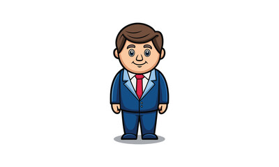 Cute Little Businessman in Suit and Tie Character	