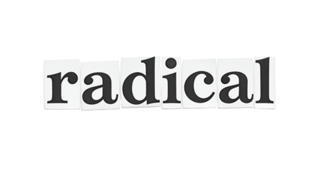 Radical Text Arrangement on White Surface