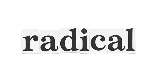 Radical Text Arrangement on White Surface