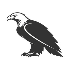 Eagle standing silhouette vector illustration symbol of vigilance and pride. Perfect for heraldic emblem, tattoo, or wildlife design.