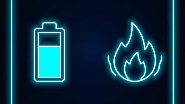 Battery + Flame UI - Charge Steps Up as Spiky Heat Calms, Indigo-Teal Metabolic Balance