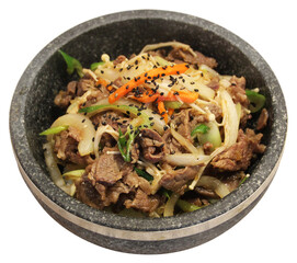Korean Bulgogi Beef Rice Bowl in Stone Pot
