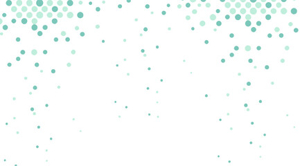 Elegant polka dot pattern features varying sizes of seafoam green circles cascading against a clean white background, creating a light and airy contemporary design element