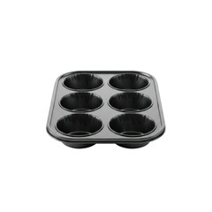 Empty six cup muffin tin on a solid