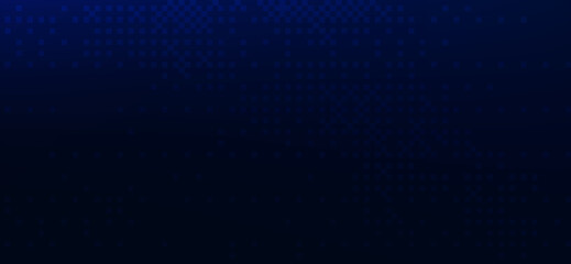 Obraz premium A dynamic and mesmerizing navy blue gradient background showcases a pattern of small, glowing geometric shapes, creating an illusion of digital depth and technological sophistication