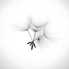 Obraz premium Closeup of dandelion seeds isolated on white background in black and white