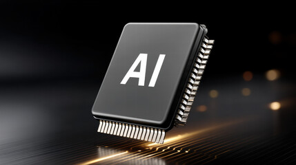 Smart chip floating in data cloud with futuristic technology concept and glowing circuit background