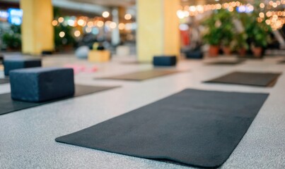 Modern Infrared Studio with Mats and Blocks Premium Minimal Gym Setup for Wellness Professionals and Mindfulness Marketing Content