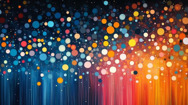 Vibrant Abstract Art: Colorful Circles on Gradient Streaks - Powered by Adobe