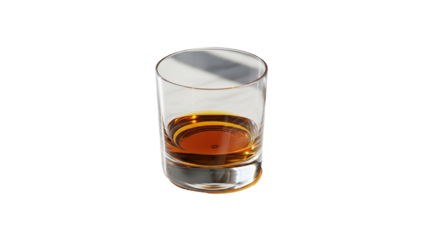 Whiskey Glass with Golden Liquid on Marble Table under Sunlight