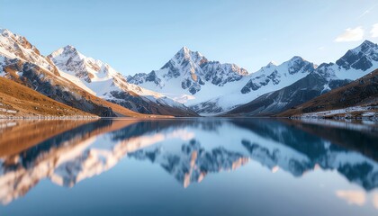 A beautiful mountain range with a lake in the foreground