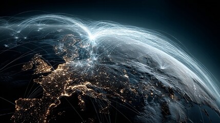 A digital network connecting customers worldwide illustrates a profitable business leveraging technology and global reach to increase sales and market presence.