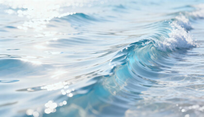 Ocean wave curl with dynamic water motion and white splash foam