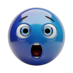 Fototapeta premium Surprised blue emoji with an astonished expression isolated on white background